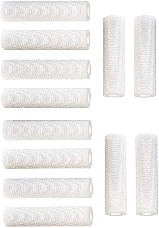 12 pk 10"x2.5" 5 Micron Grooved Sediment Melt Blown Filters Cartridges (Compatible Replace Aqua-Pure AP110, Whirlpool WHCF-GD05, Watts FPMBG-5-975)