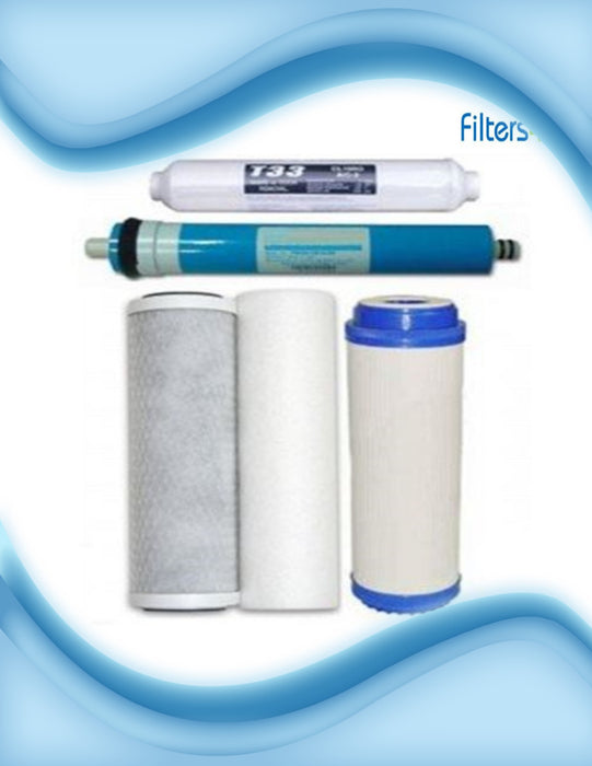 5 Stage Reverse Osmosis RO Replacement Water Filter Set with 50 GPD Membrane NSF