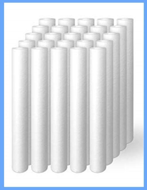 25 Pack 20" x 2.5" Sediment Cartridge Spun Polypropylene Water Filter 10 Micron