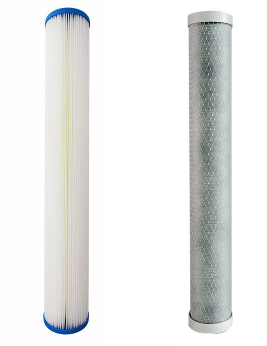 2 Pcs 20 " X 2.5 " Pleated Sediment & Carbon Water Filter Replacement RO Home