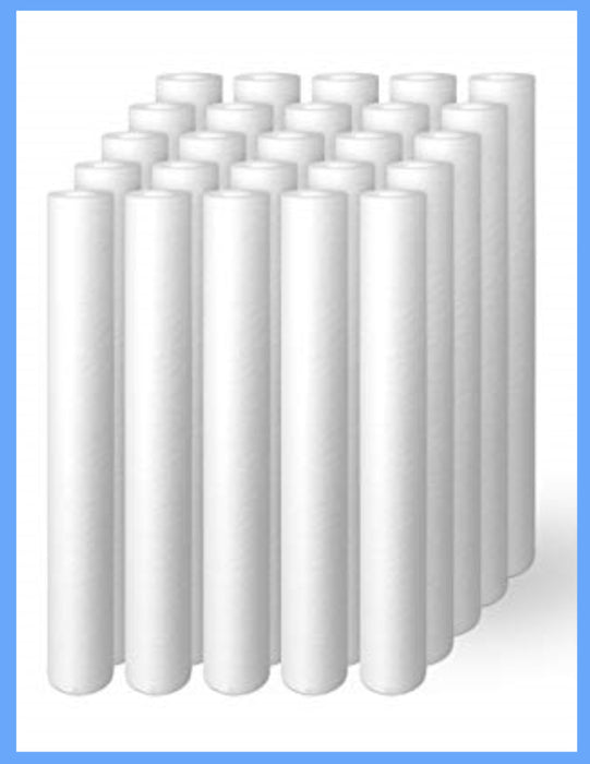 25 Pack 20" x 2.5" Sediment Cartridge Spun Polypropylene Water Filter 1 Micron