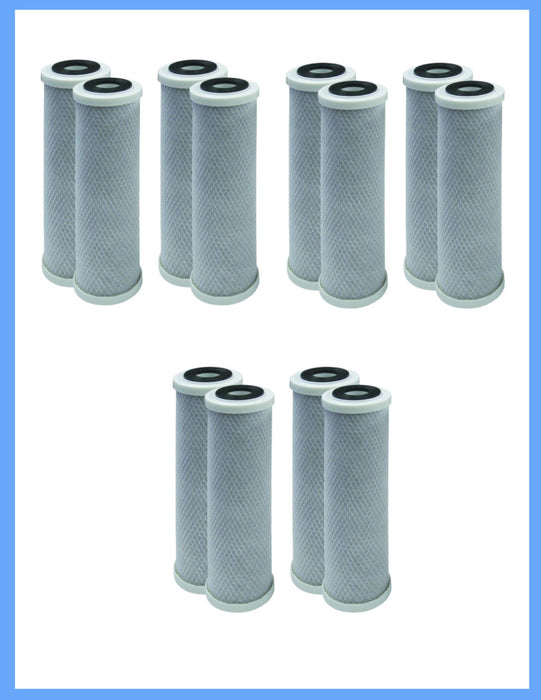 12PK 10" x 2.5" Coconut Shell CTO Carbon Block Water Filter for RO & Whole house